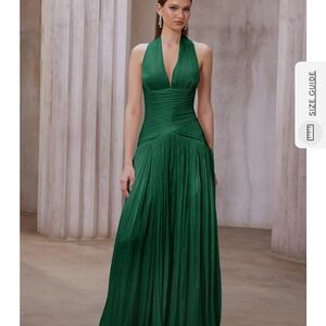 Uranie Emerald Green Gathered Maxi Dress
